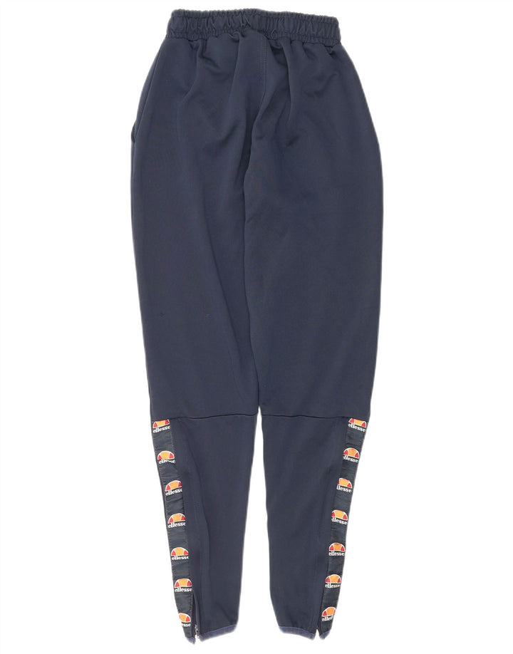 ELLESSE Pantaloni da tuta con grafica da donna UK 6 XS Poliestere blu navy