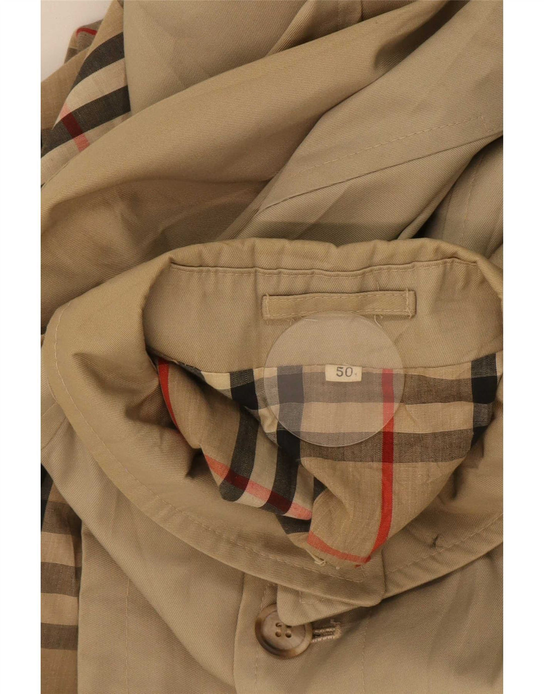 Trench da uomo vintage IT 50 grande in poliestere beige
