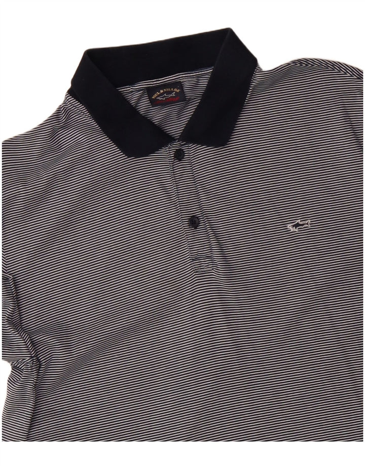 Polo da uomo PAUL & SHARK grande in cotone gessato blu navy