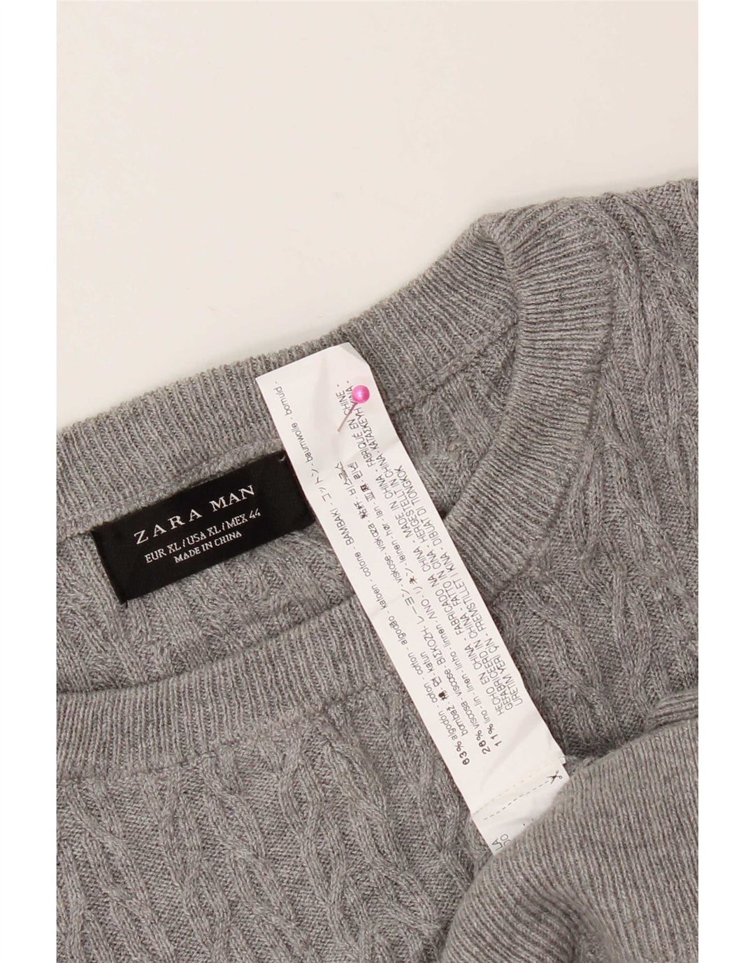 Maglione maglione girocollo da uomo Zara XL in cotone grigio
