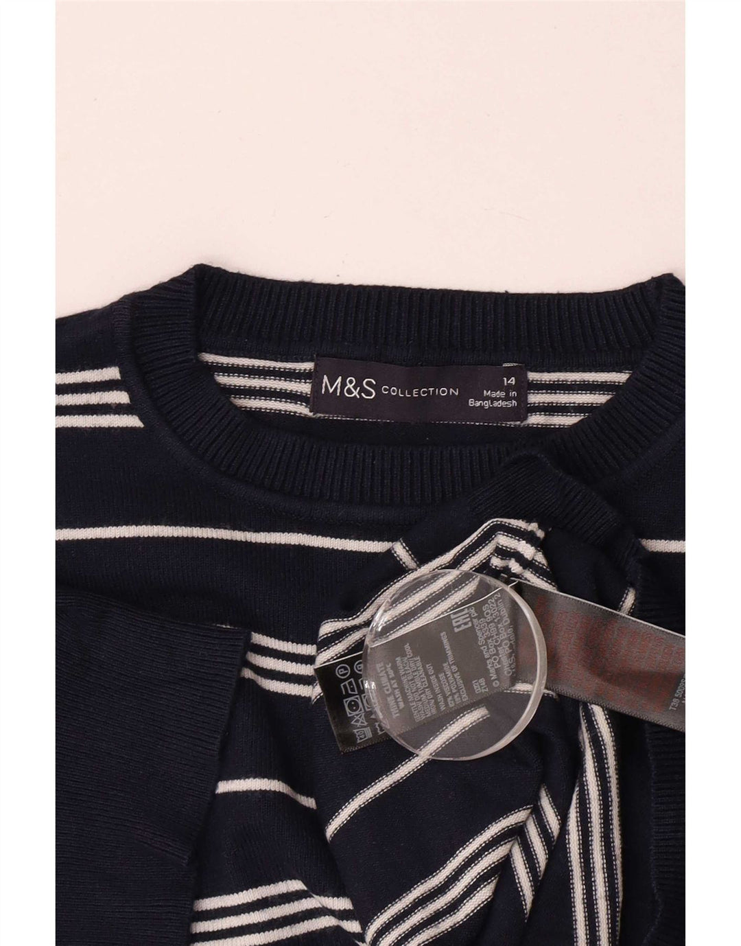 Maglione maglione girocollo da donna Marks & Spencer UK 14 blu navy medio