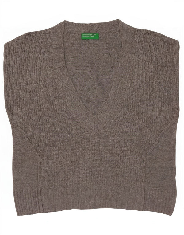 Canotta corta oversize da donna Benetton UK 6 XS in lana grigia