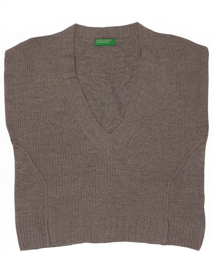 Canotta corta oversize da donna Benetton UK 6 XS in lana grigia