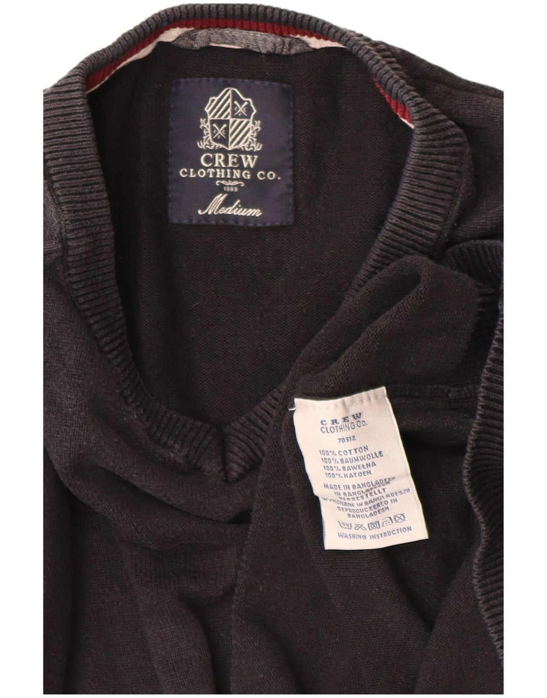 CREW CLOTHING Maglione da uomo con scollo a V in cotone nero medio