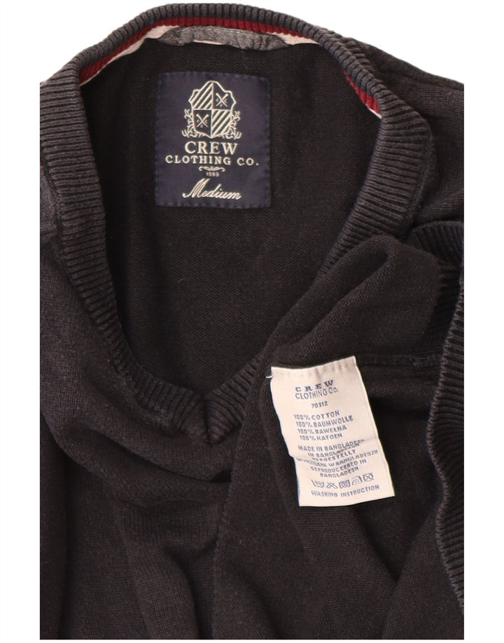 CREW CLOTHING Maglione da uomo con scollo a V in cotone nero medio