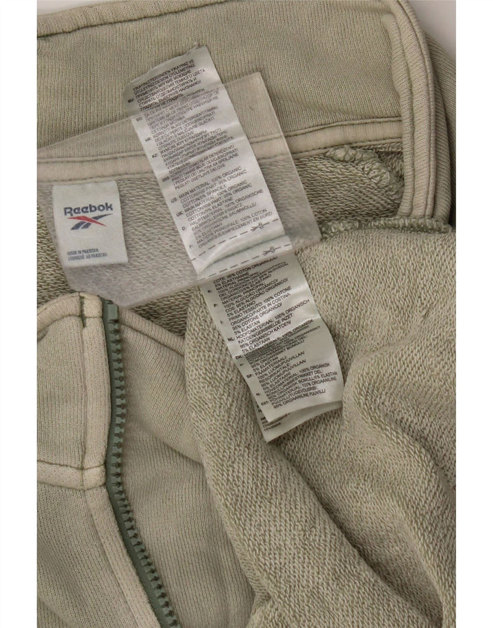 REEBOK Felpa con collo con zip da uomo Maglione grande in cotone kaki