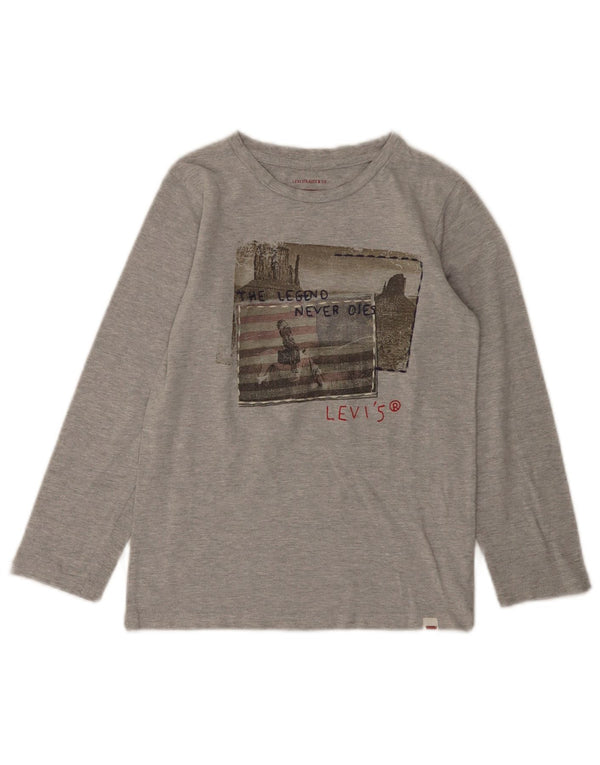 Levi's Boys Top grafico a maniche lunghe 7-8 anni in cotone grigio screziato