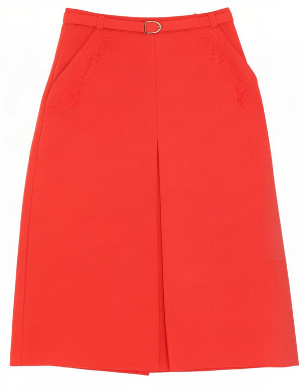 Gonna longuette a vita alta da donna vintage IT 46 Large W28 viscosa rossa