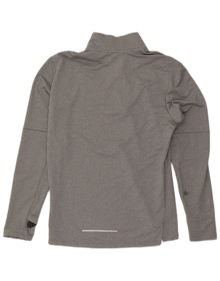 Top della tuta da ginnastica Nike Dri Fit con collo e zip da uomo, piccolo, in poliestere grigio