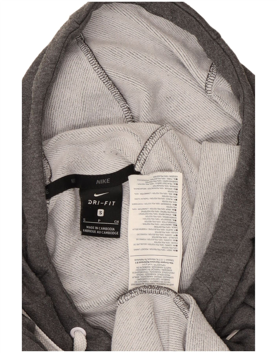 Felpa con cappuccio grafica Nike Dri Fit da uomo, piccola, in poliestere grigio