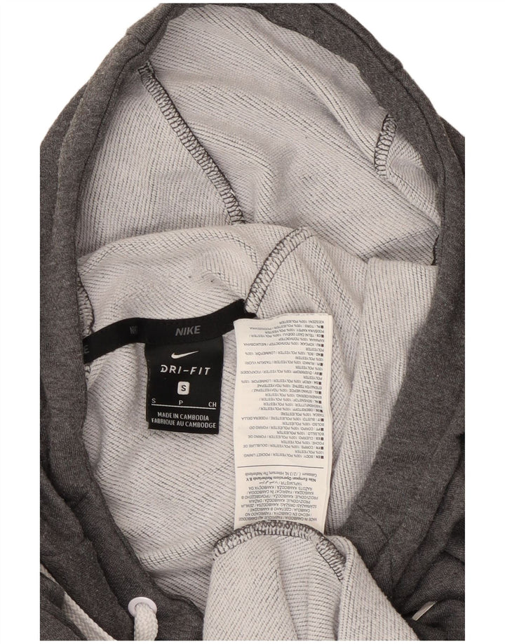 Felpa con cappuccio grafica Nike Dri Fit da uomo, piccola, in poliestere grigio