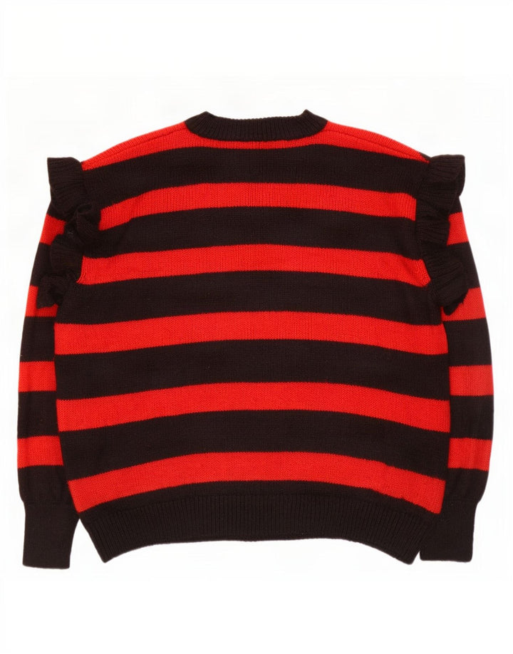Maglione Zara da donna oversize con scollo a barca UK 14 medio a righe nere