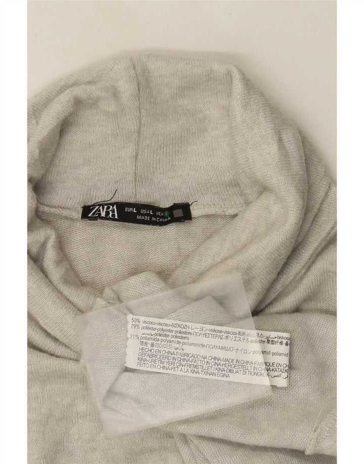 Top Zara da donna a maniche lunghe UK 14 grande viscosa chiazzata grigia