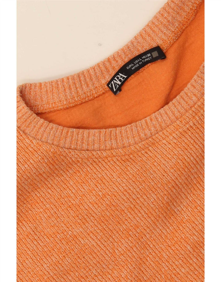 Top corto da donna Zara manica lunga UK 16 grande arancione