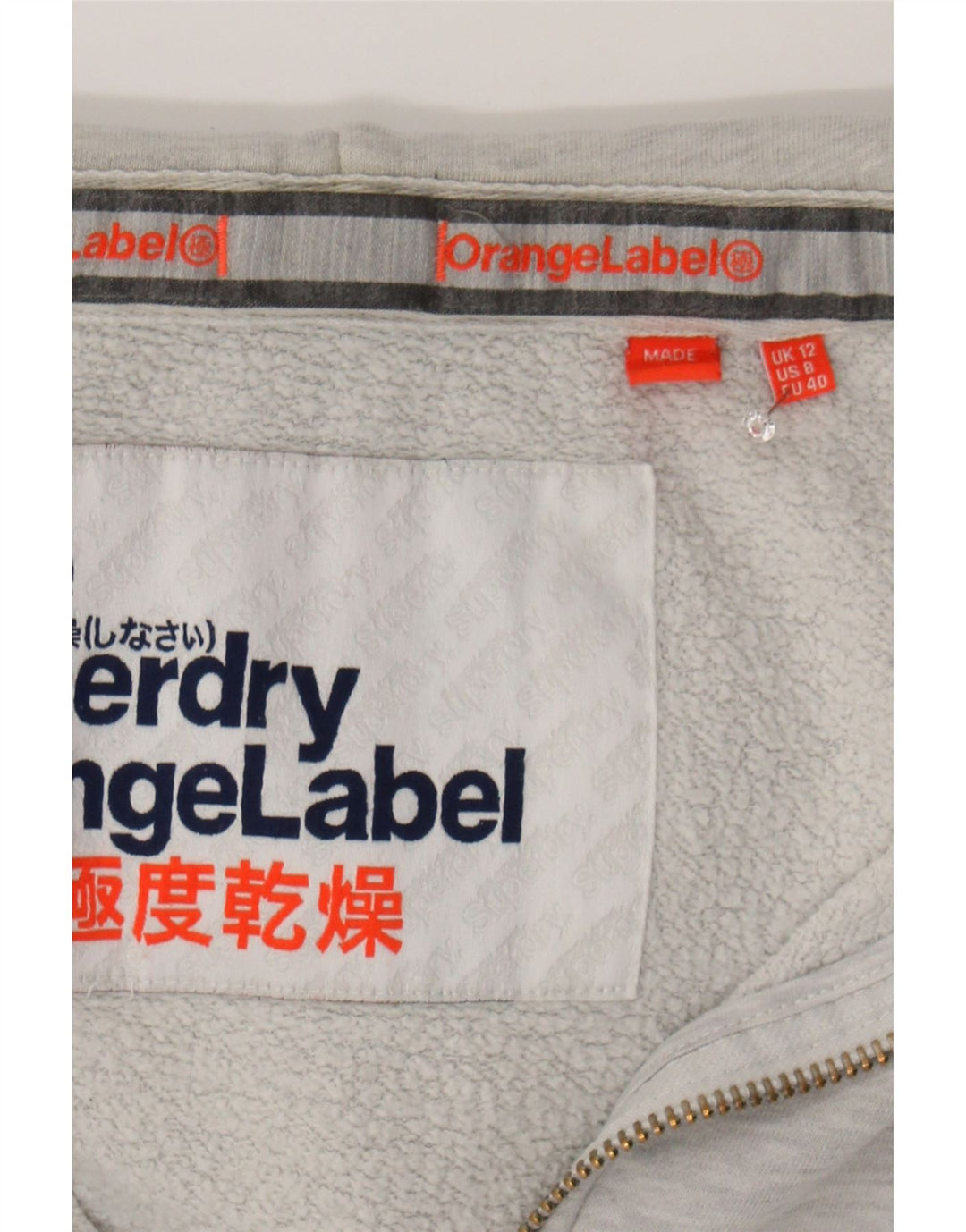 SUPERDRY Womens Zip Hoodie Sweater UK 12 Medium Grey Cotton Vintage Superdry and Second-Hand Superdry from Messina Hembry 