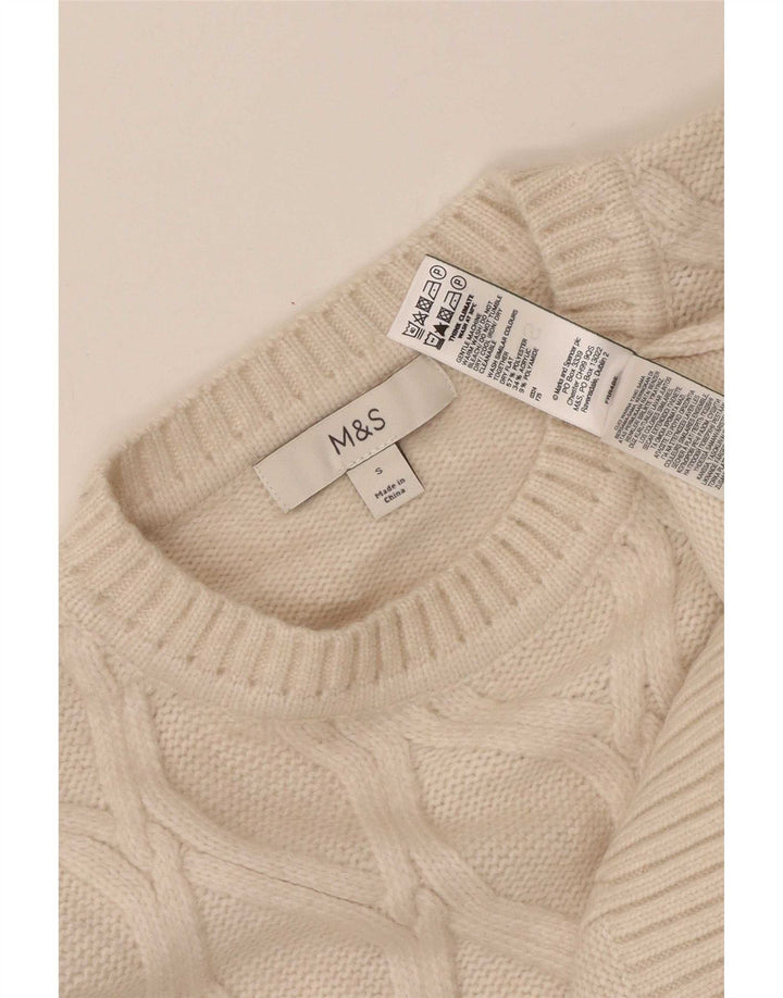 Maglione maglione girocollo da uomo Marks & Spencer piccolo poliestere beige