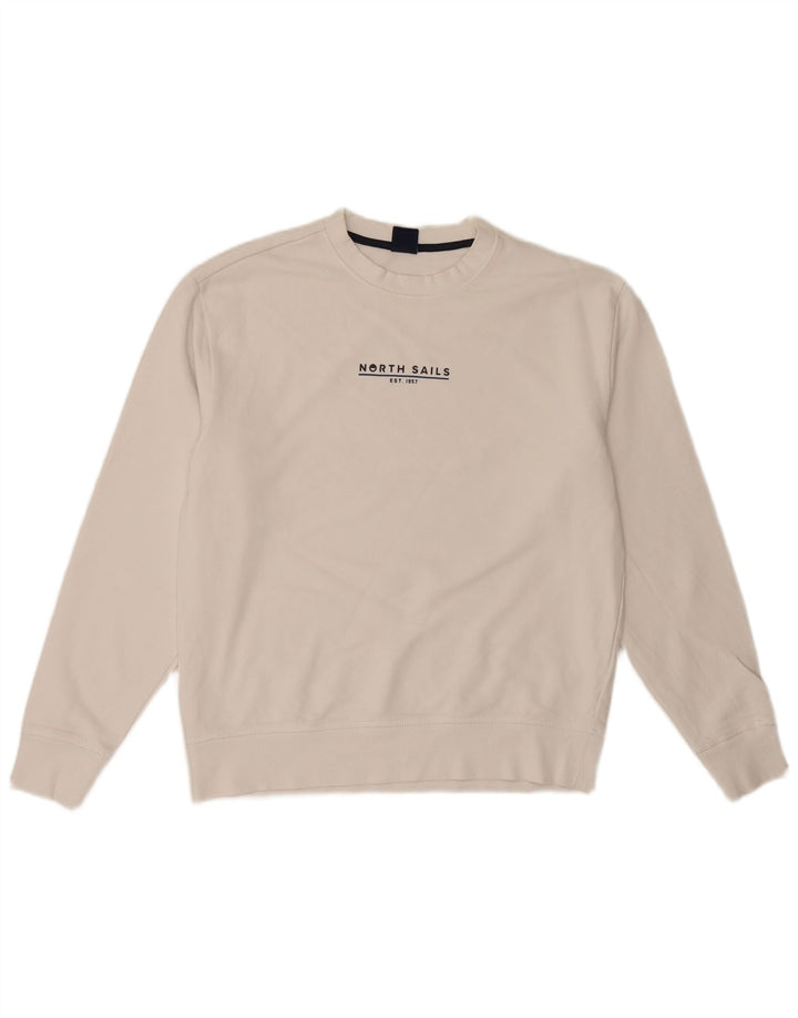 Felpa grafica da uomo North Sails, piccola, in cotone bianco