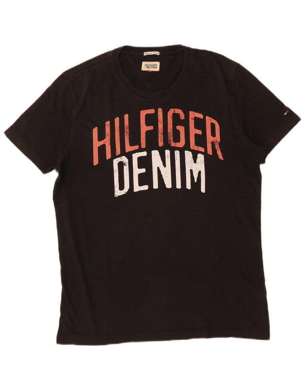 T-shirt grafica da uomo Tommy Hilfiger Top grande in cotone nero