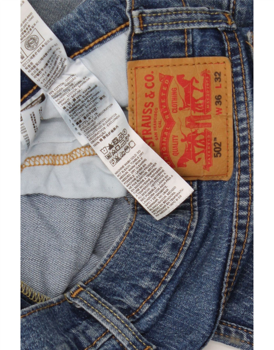 Levi's Uomo 502 Jeans affusolati W36 L32 Cotone blu