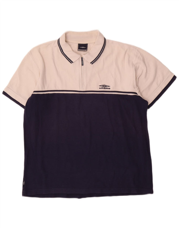 Polo Umbro da uomo in cotone color block bianco medio