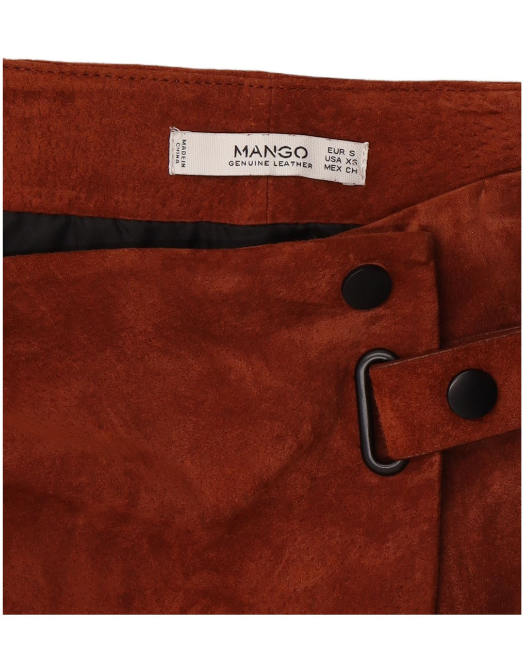 Gonna avvolgente in pelle scamosciata da donna Mango piccola W26 marrone