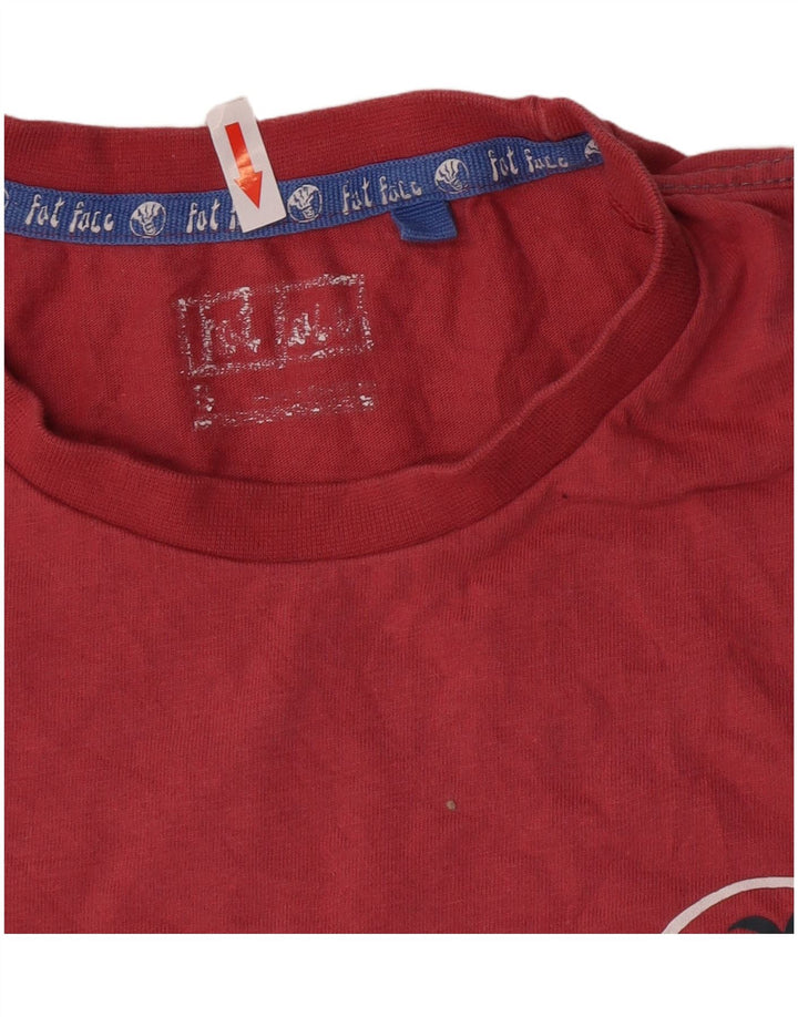 T-shirt grafica da uomo Fat Face Top piccola spiaggia di cotone rosa