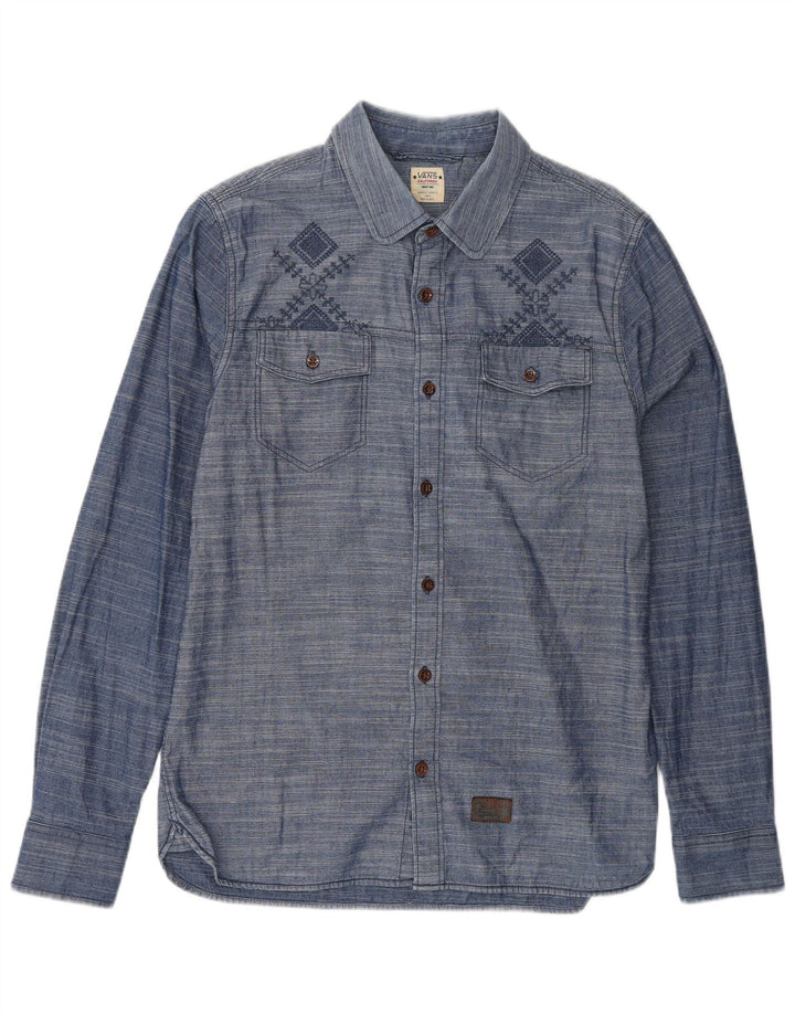 Camicia da uomo VANS piccola in cotone gessato blu