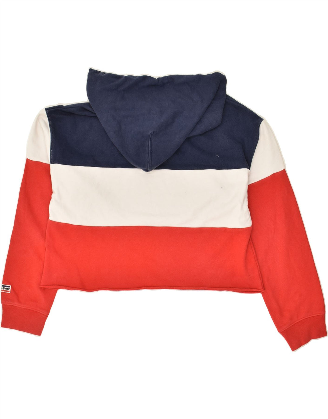 LEVI'S Womens Graphic Crop Hoodie Jumper UK 10 Small Multicoloured Vintage Levi's and Second-Hand Levi's from Messina Hembry 