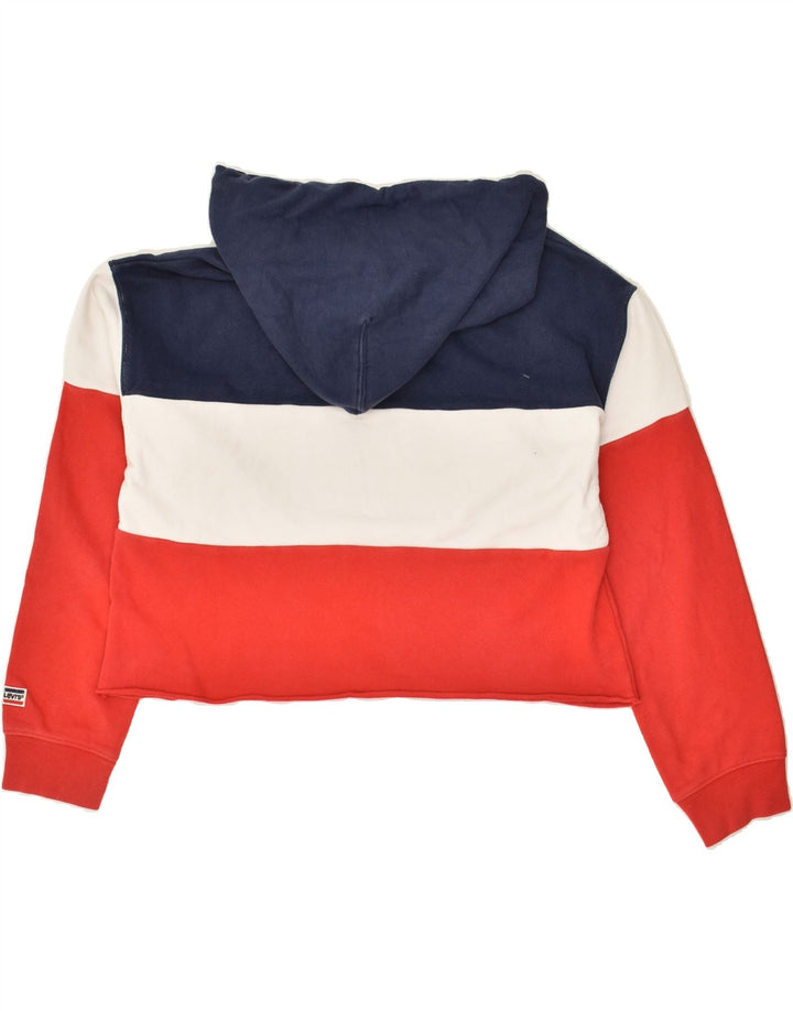LEVI'S Womens Graphic Crop Hoodie Jumper UK 10 Small Multicoloured Vintage Levi's and Second-Hand Levi's from Messina Hembry 