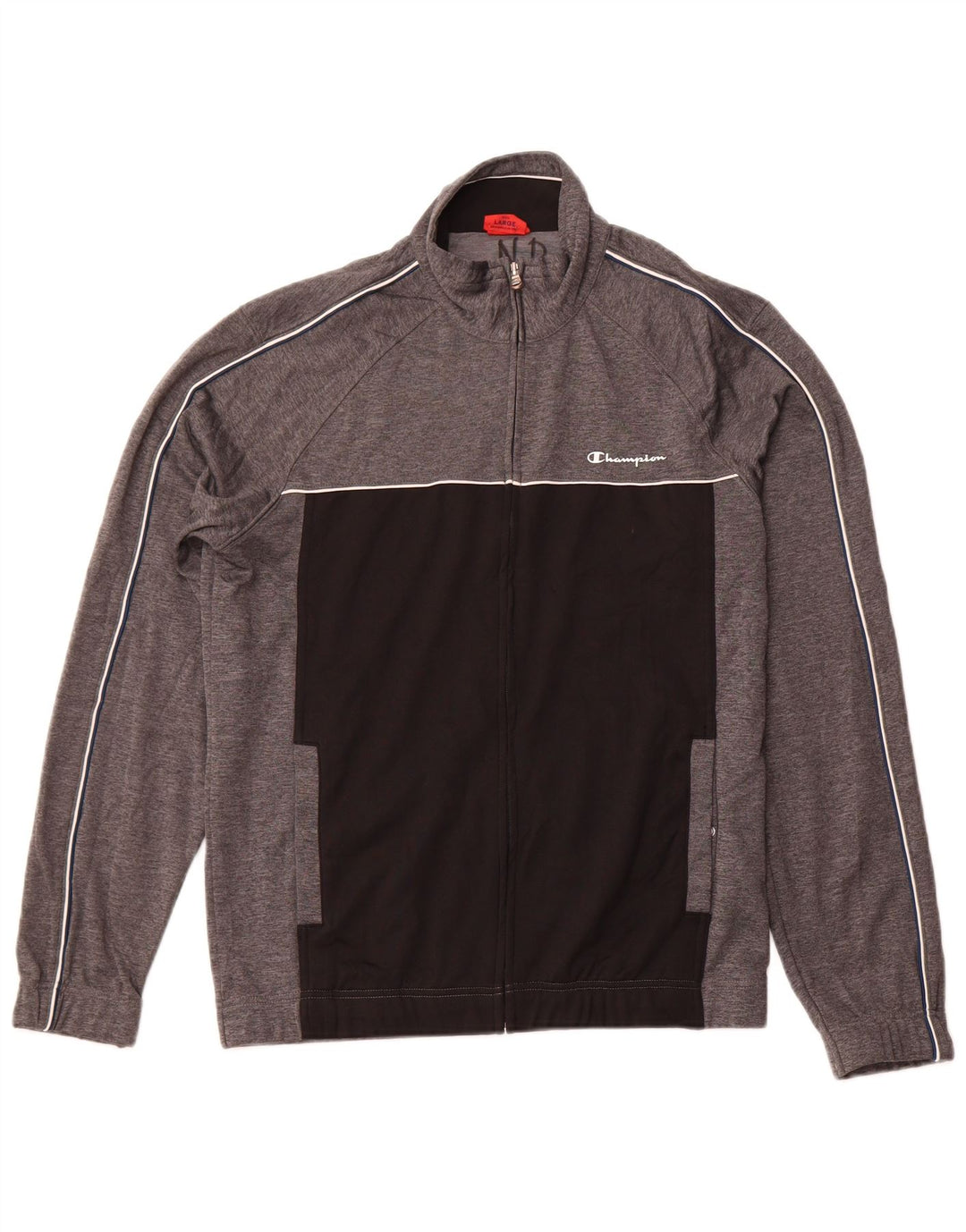 Giacca da tuta da uomo CHAMPION, grande, in poliestere color block grigio
