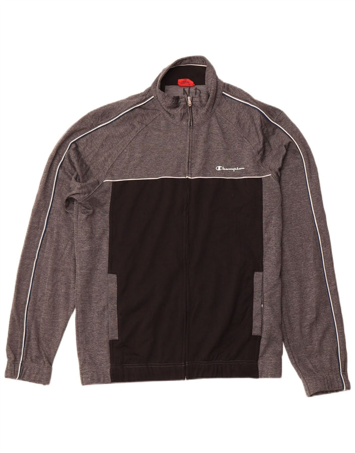 Giacca da tuta da uomo CHAMPION, grande, in poliestere color block grigio