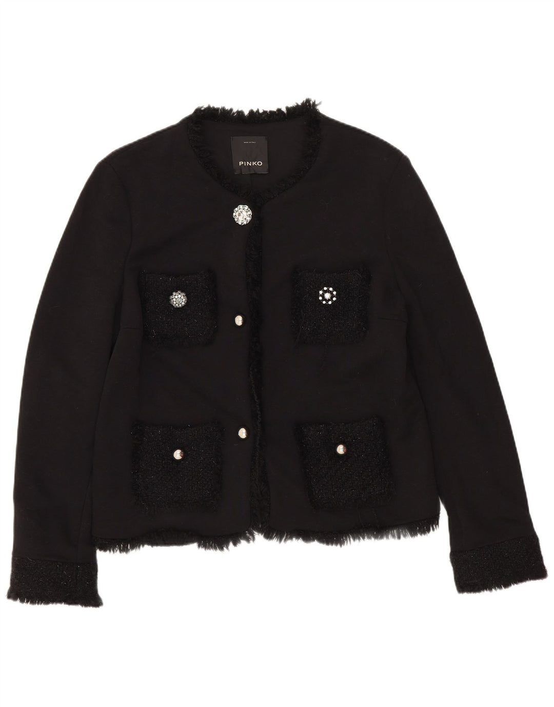 Giacca blazer a 3 bottoni da donna Pinko UK 12 cotone nero medio