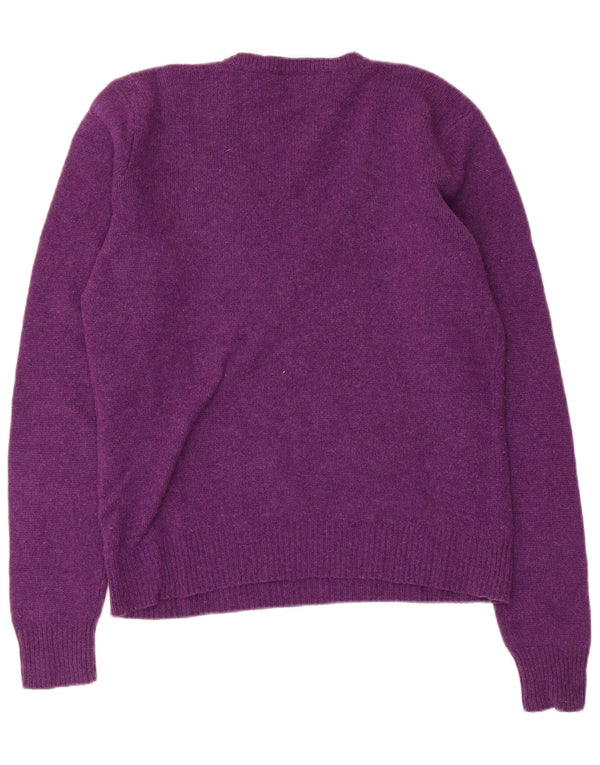 Maglione maglione con scollo a V da donna Ralph Lauren UK 16 grande lana viola