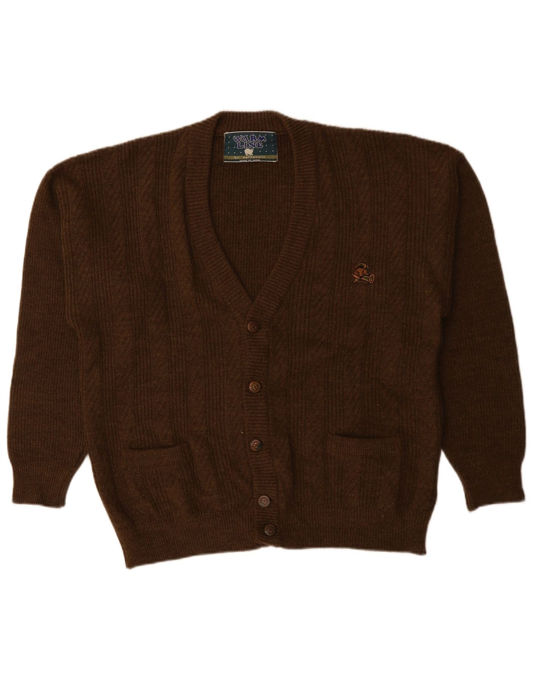 Maglione cardigan da uomo Settebello XL in lana marrone