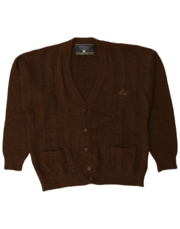 Maglione cardigan da uomo Settebello XL in lana marrone