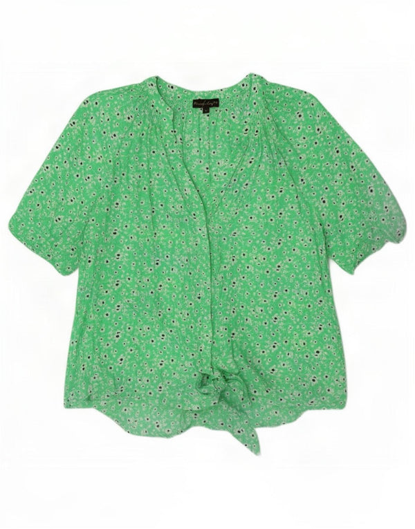 Phase Eight Womens Front Tie Blouse Top UK 14 Large Green Floral Viscose