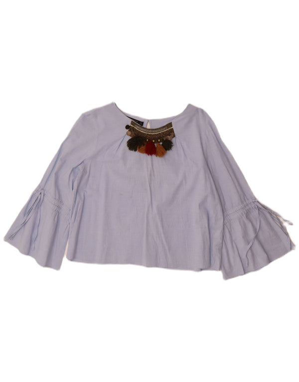 Top corto Zara da donna con maniche a 3/4 UK 14 Blu medio