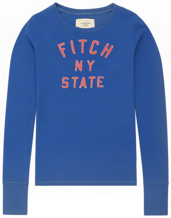 Top grafico da donna a maniche lunghe Abercrombie & Fitch UK 10 Small Blu