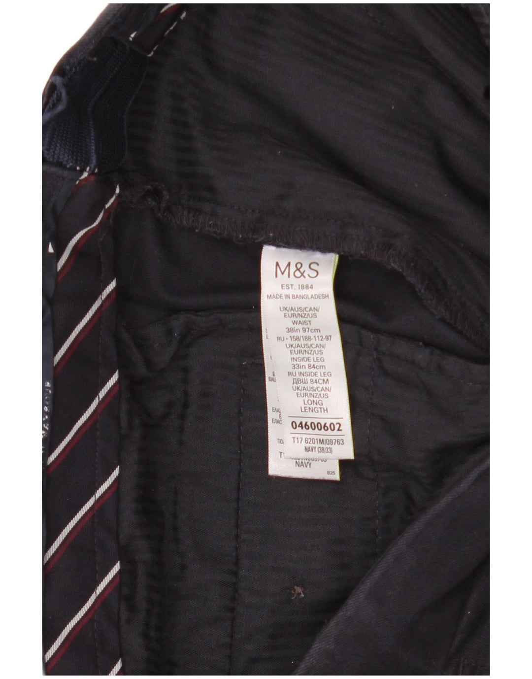 Pantaloni chino slim Marks & Spencer da uomo blu Harbour W38 L33 blu navy