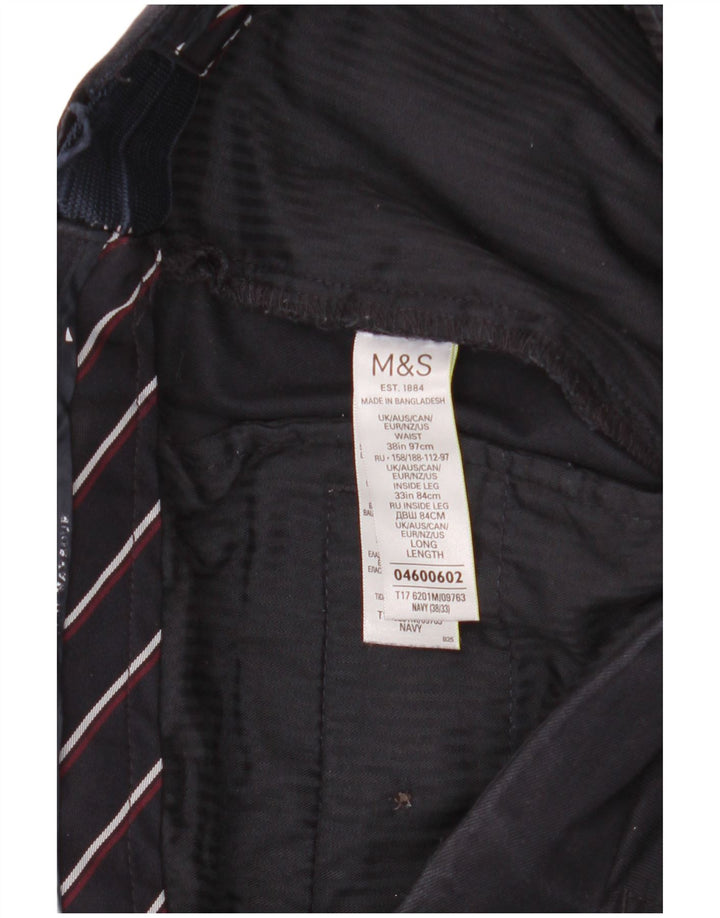 Pantaloni chino slim Marks & Spencer da uomo blu Harbour W38 L33 blu navy