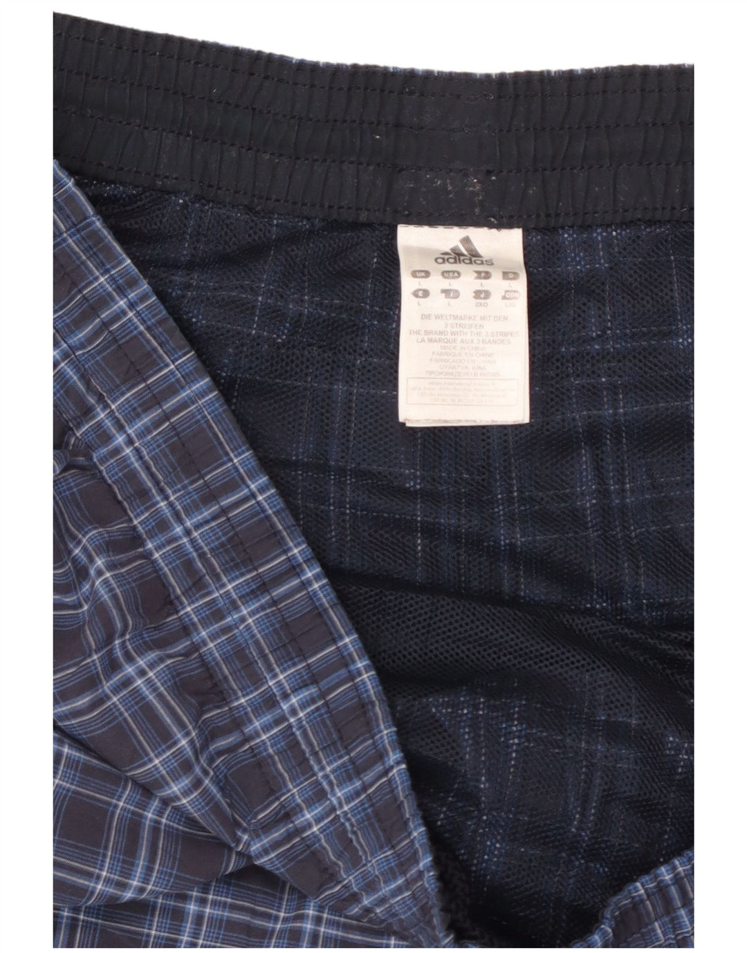 Pantaloncini da bagno Adidas da uomo grandi in poliestere a quadri blu