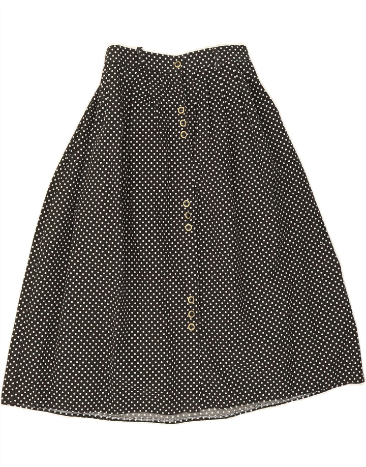VINTAGE Womens A-Line Skirt W26 Small  Black Spotted Viscose Vintage Vintage and Second-Hand Vintage from Messina Hembry 