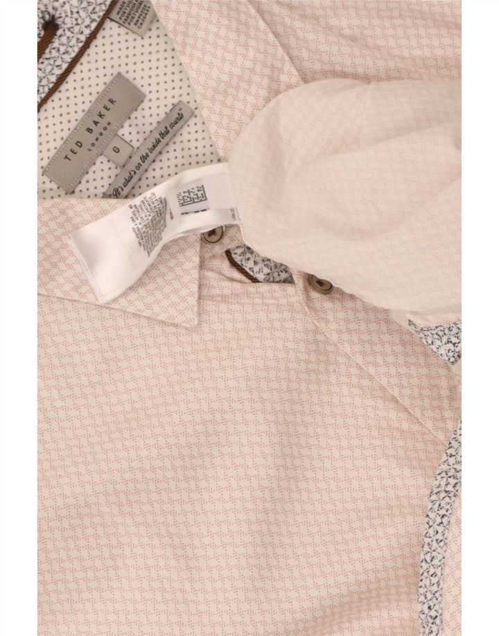 Camicia da uomo Ted Baker taglia 6 2XL cotone geometrico rosa