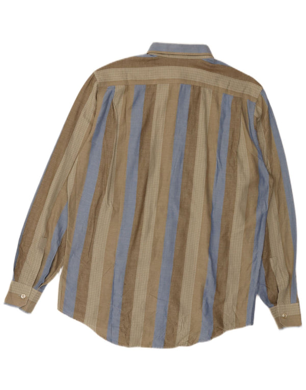 VINTAGE Mens Shirt Size 40 Medium Khaki Striped