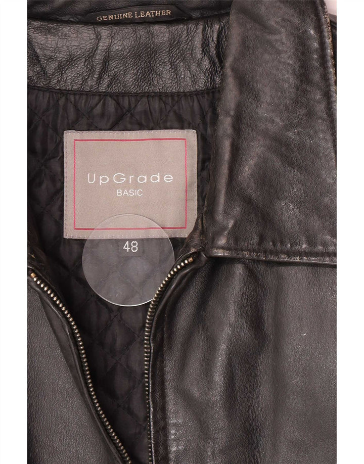 Giacca in pelle vintage da uomo IT 48 media nera