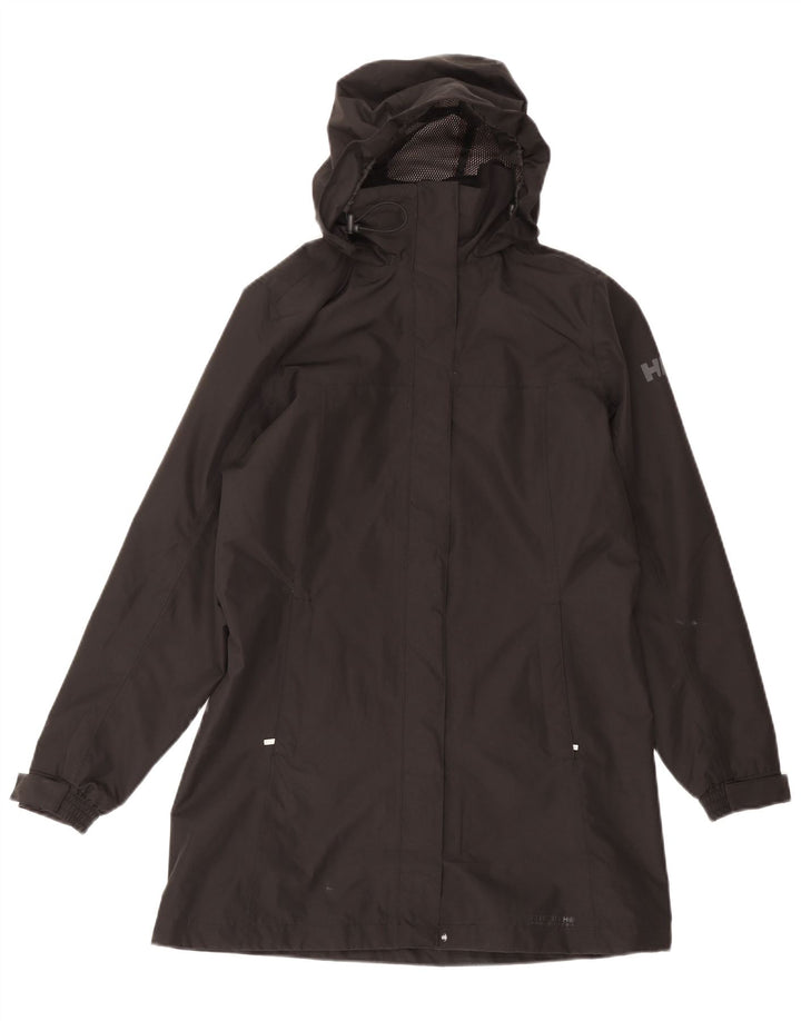 Cappotto giacca a vento con cappuccio da donna Helly Hansen UK 10 piccolo poliestere nero