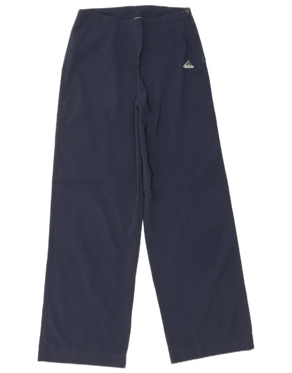 Pantaloni Adidas a gamba larga a vita alta da donna UK 10 Small W28 L30 Blu navy