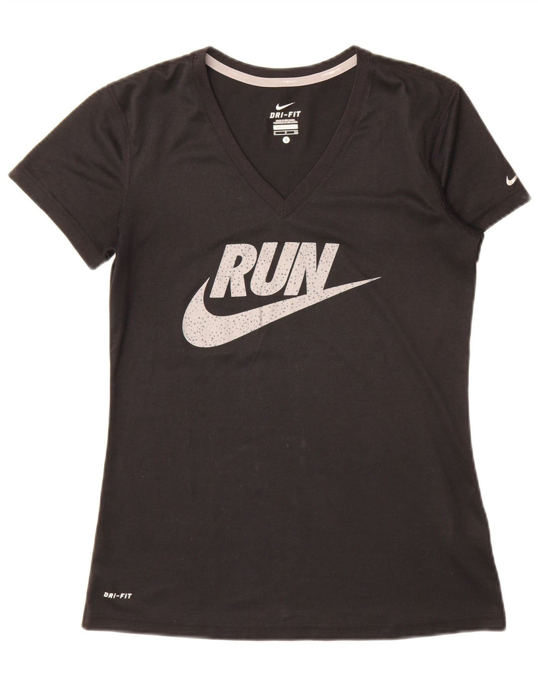 T-shirt grafica Nike Dri Fit da donna, taglia UK 10, piccola, nera, in poliestere