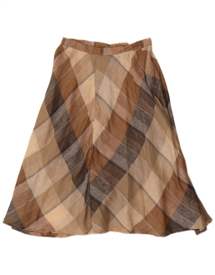 Gonna a trapezio da donna vintage W24 XS marrone a quadri