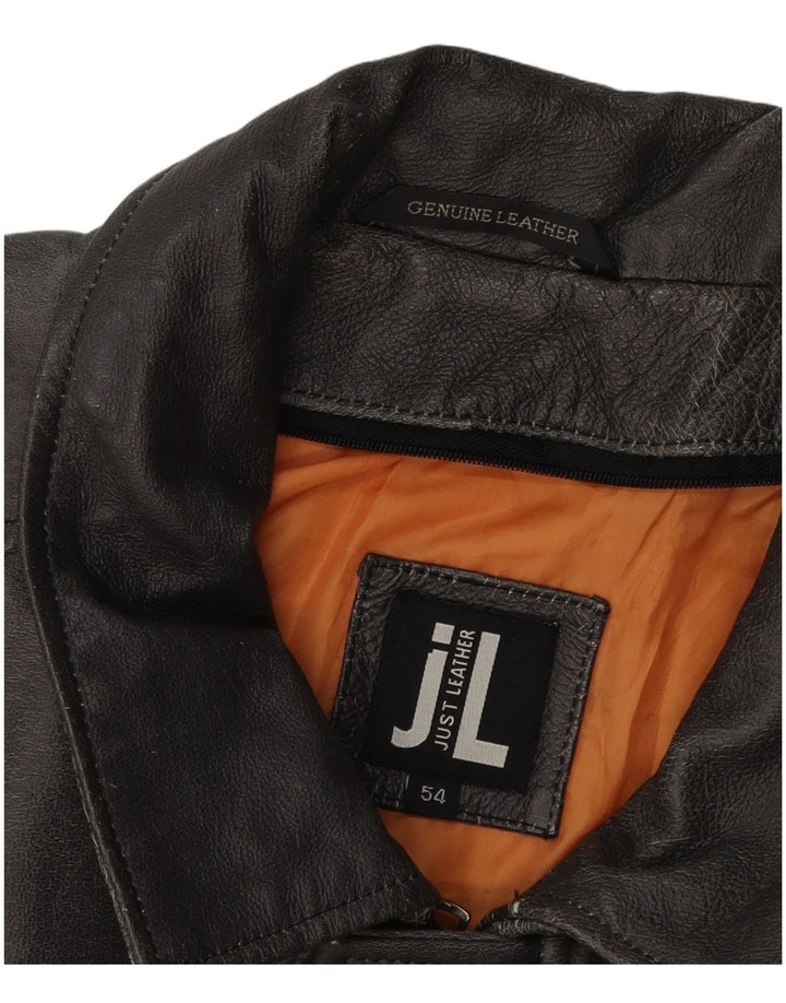 Giacca in pelle militare vintage da uomo IT 54 2XL Pelle nera